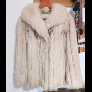 Real Blue Fox Fur Coat with Hidden Pocket